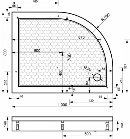 Поддон для душа Эстет Омега R 100x80 фото 4