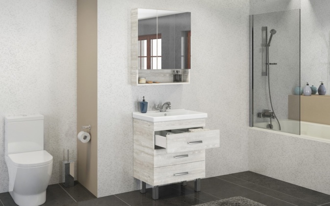 Мебель для ванной Comforty Никосия 80Н дуб белый фото 5
