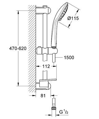 Душевой гарнитур Grohe Euphoria 110 (ручной душ, штанга 600 мм, шланг 1500 мм) фото 2