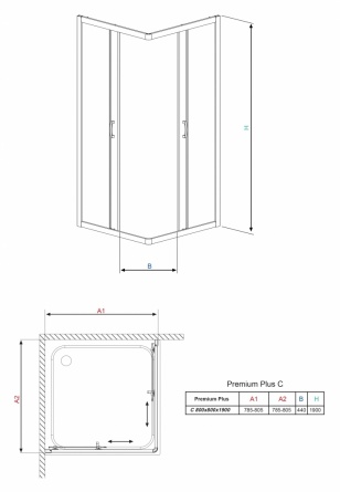 Душевой уголок Radaway Premium Plus C 80x190 стекло фабрик фото 10