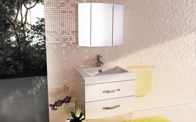 Мебель для ванной Comforty Лаура 75-2 белый глянец фото 2