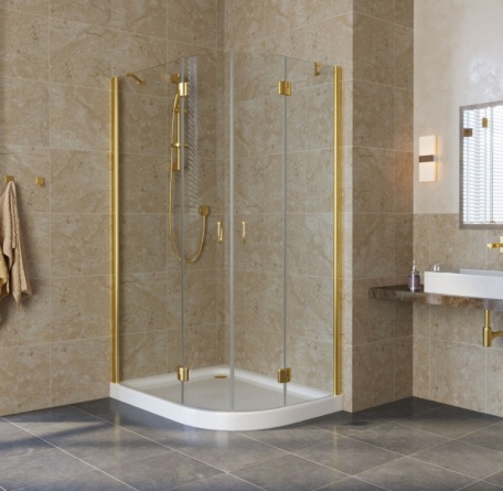 Душевой уголок Vegas Glass AFS-F Lux 100*90 09 01 L профиль золото, стекло прозрачное фото 2