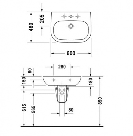 Раковина подвесная Duravit D-Code 60 см фото 4