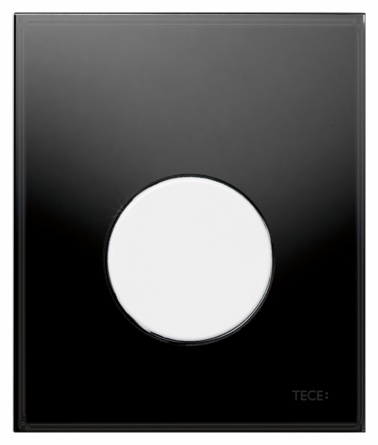 Кнопка смыва Tece Loop Urinal  черное стекло, кнопка белая фото 1