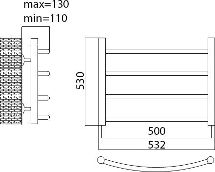Полотенцесушитель электрический Terminus Классик П4 50x53 L фото 3