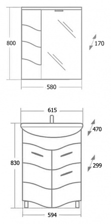 Мебель для ванной Onika Лайн 60 с ящиком фото 2