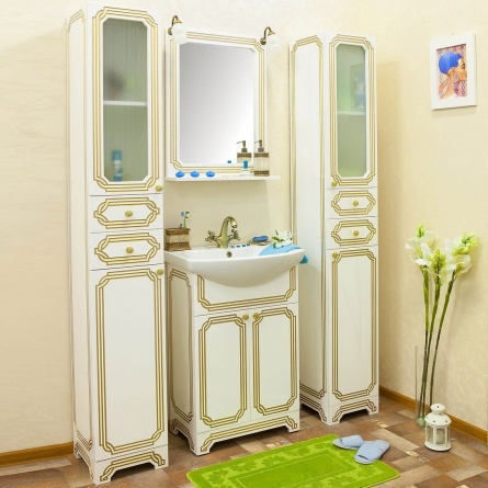Мебель для ванной Sanflor Каир 60 белая, золотая патина фото 1