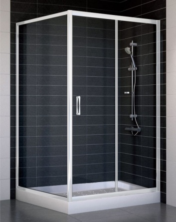 Душевой уголок Vegas Glass ZP+ZPV 110*100 01 01 профиль белый, стекло прозрачное фото 1