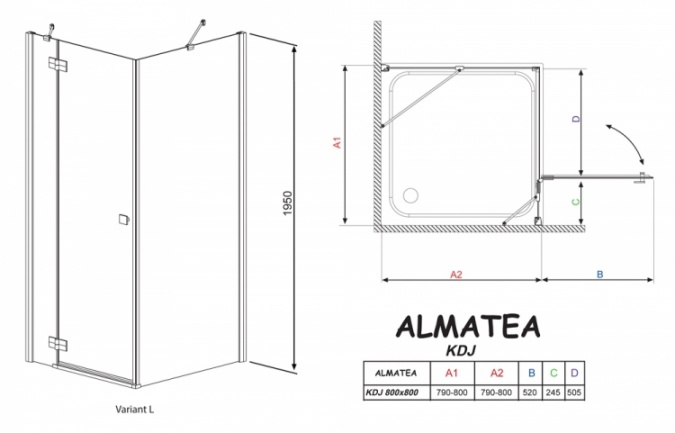 Душевой уголок Radaway Almatea KDJ 80 прозрачное стекло L фото 4