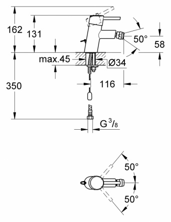 Смеситель Grohe Concetto  для биде фото 2