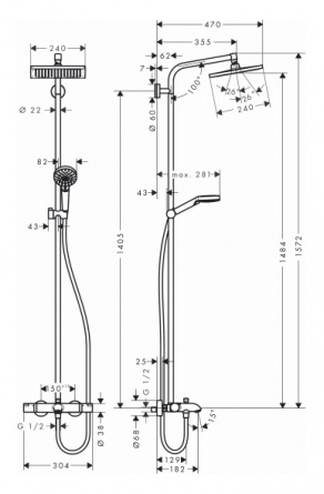 Душевая стойка Hansgrohe Crometta E 240 1jet Showerpipe  27298000 фото 2