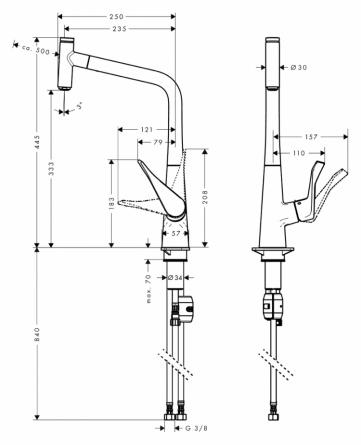 Смеситель Hansgrohe Metris Select  для кухонной мойки фото 5