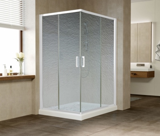 Душевой уголок Vegas Glass ZA-F 110*100 01 02 профиль белый, стекло шиншилла фото 2