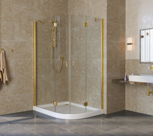 Душевой уголок Vegas Glass AFS-F Lux 120*110 09 01 L профиль золото, стекло прозрачное фото 2