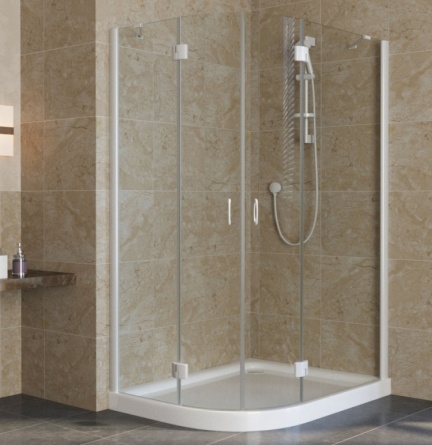 Душевой уголок Vegas Glass AFS-F Lux 120*110 01 01 R профиль белый, стекло прозрачное фото 1