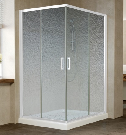 Душевой уголок Vegas Glass ZA-F 110*100 01 02 профиль белый, стекло шиншилла фото 1