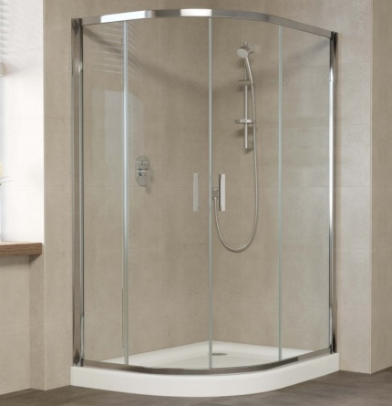 Душевой уголок Vegas Glass ZS-F 120*110 08 01 профиль глянцевый хром, стекло прозрачное фото 1