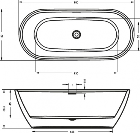 Акриловая ванна Riho Inspire FS 180x80 фото 3