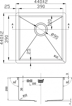 Мойка кухонная Zorg Inox PVD 4444 grafit фото 2