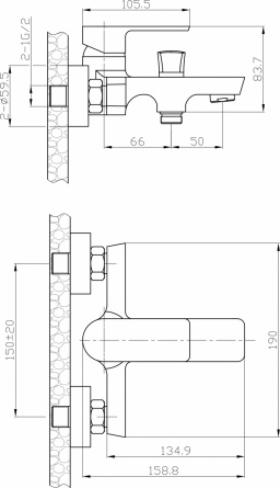 Смеситель Agger Brilliant A0310000 для ванны с душем фото 3
