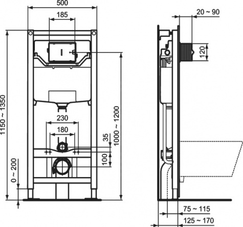 Комплект Ideal Standard Esedra AquaBlade T387301 унитаз + инсталляция с кнопкой смыва фото 9