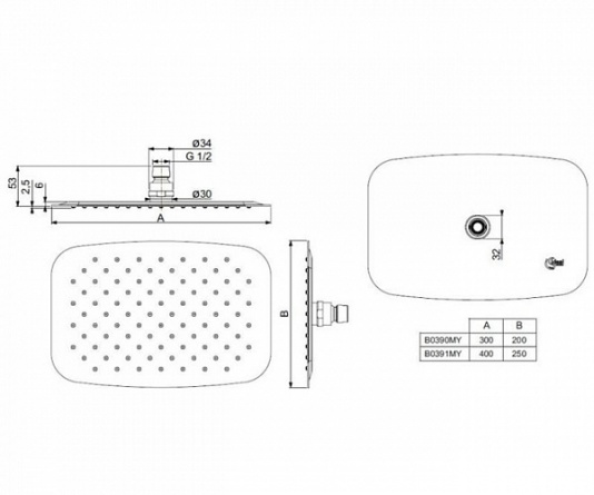 Верхний душ Ideal Standard IdealRain 250х400 мм фото 2