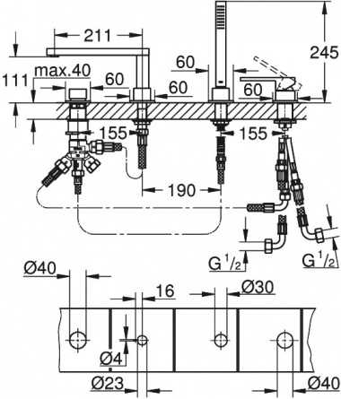 Смеситель Grohe Plus 29307003 на борт ванны фото 2