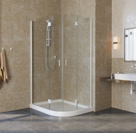 Душевой уголок Vegas Glass AFS-F Lux 100*90 01 01 L профиль белый, стекло прозрачное фото 2