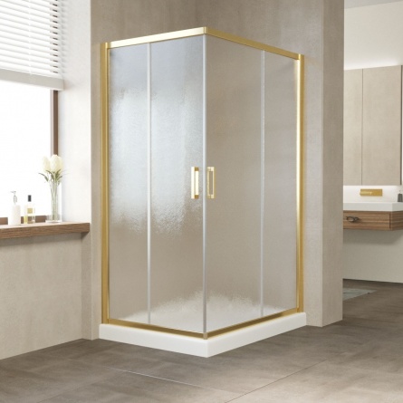 Душевой уголок Vegas Glass ZA-F 110*80 09 02 профиль золото, стекло шиншилла фото 1