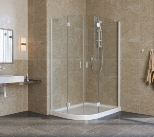 Душевой уголок Vegas Glass AFS-F Lux 120*110 01 01 R профиль белый, стекло прозрачное фото 2