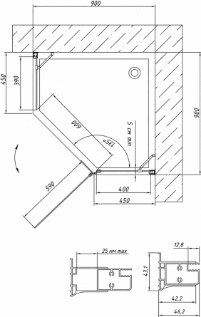 Душевой уголок Vegas Glass AFA-Pen 0090 09 05 R стекло бронза фото 6