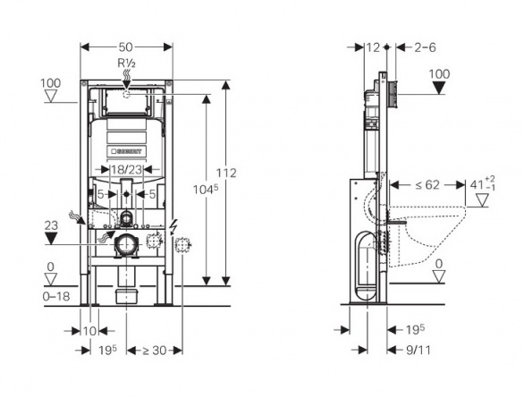 Система инсталляции для унитазов Geberit Duofix UP320 усиленная фото 3