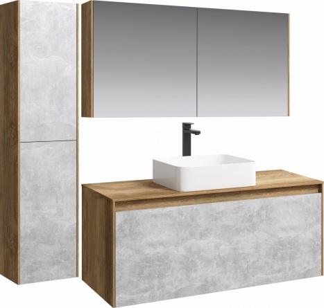 Мебель для ванной Aqwella 5 stars Mobi 120 дуб балтийский, бетон светлый фото 2