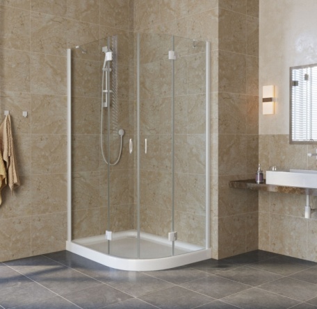Душевой уголок Vegas Glass AFS-F Lux 110*80 01 01 L профиль белый, стекло прозрачное фото 2