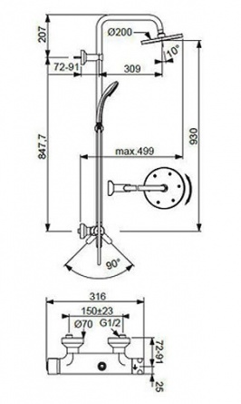 Душевая стойка для душа Ideal Standard IdealRain Eco фото 2