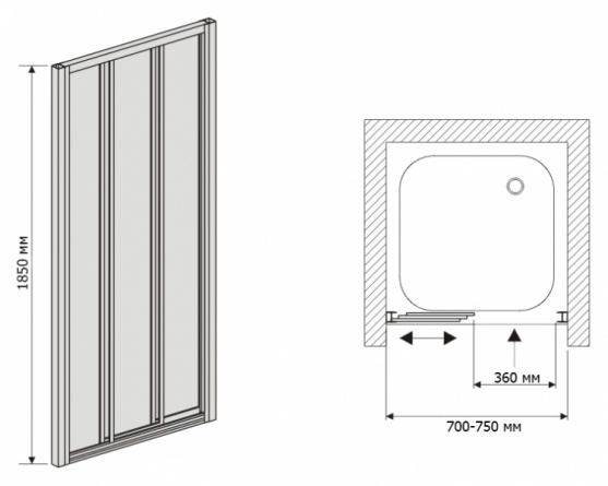 Душевая дверь в нишу Sanplast DTR (700-750)x1850 пластик фото 4