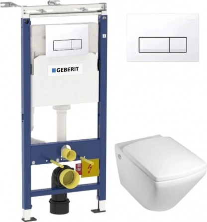 Комплект  Унитаз подвесной Jacob Delafon Escale E1306 + Система инсталляции для унитазов Geberit Duofix Платтенбау 458.125.11.1 4 в 1 с кнопкой смыва фото 1