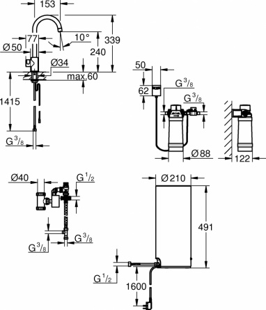 Кран Grohe Red II Mono 30080001 для кухонной мойки, с водонагревателем фото 7