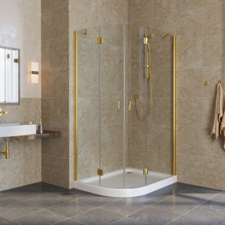Душевой уголок Vegas Glass AFS-F Lux 100*80 09 01 R профиль золото, стекло прозрачное фото 2