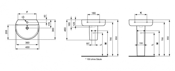 Рукомойник Ideal Standard Connect Sphere  (45 см) фото 4