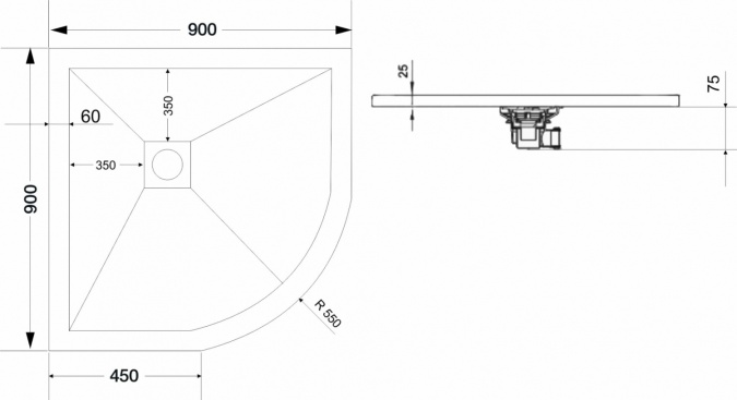 Поддон для душа RGW Stone Tray ST/R-099W 90х90 с сифоном фото 4