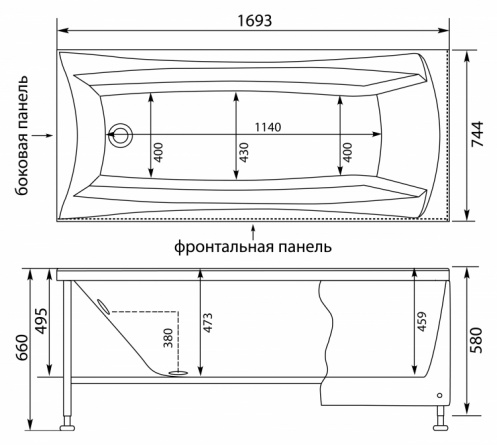Акриловая ванна Aquanet Cariba 170x75 фото 9