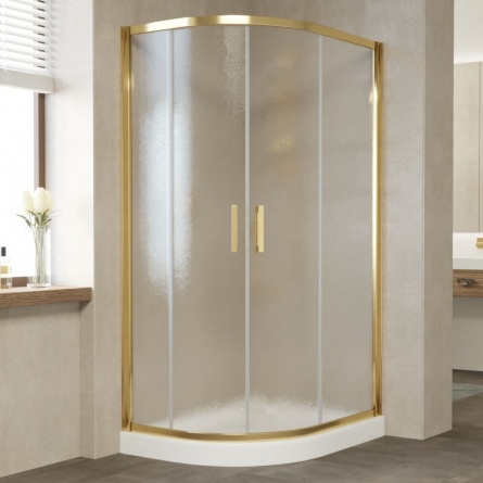 Душевой уголок Vegas Glass ZS-F 100*80 09 02 профиль золото, стекло шиншилла фото 1