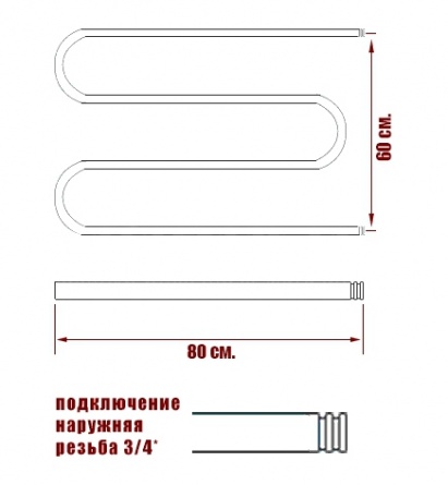 Полотенцесушитель водяной Ника Simple М-3/4 60/80 фото 3