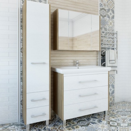 Мебель для ванной Sanflor Ларго 100 швейцарский вяз, белая фото 1