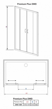 Душевая дверь в нишу Radaway Premium Plus DWD 140 прозрачное стекло фото 10