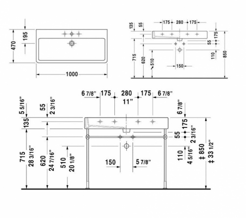 Раковина подвесная Duravit Vero 100х47 фото 4