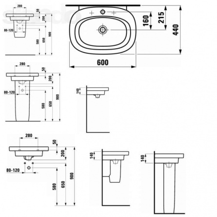 Раковина подвесная Laufen Mimo 60х44 бело-черная фото 4