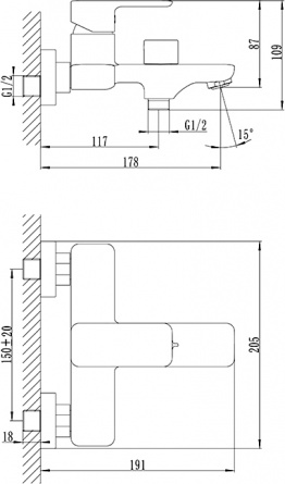 Смеситель Iddis Brick BRISB02i02 для ванны с душем фото 2