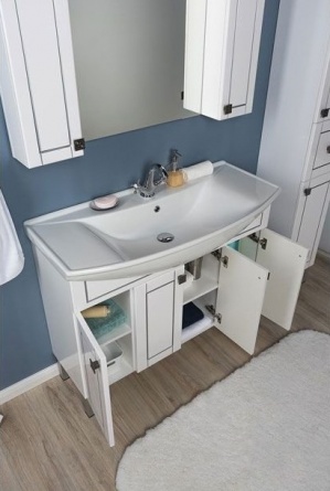 Тумба для комплекта Aquanet Честер 105 белый, патина серебро фото 4